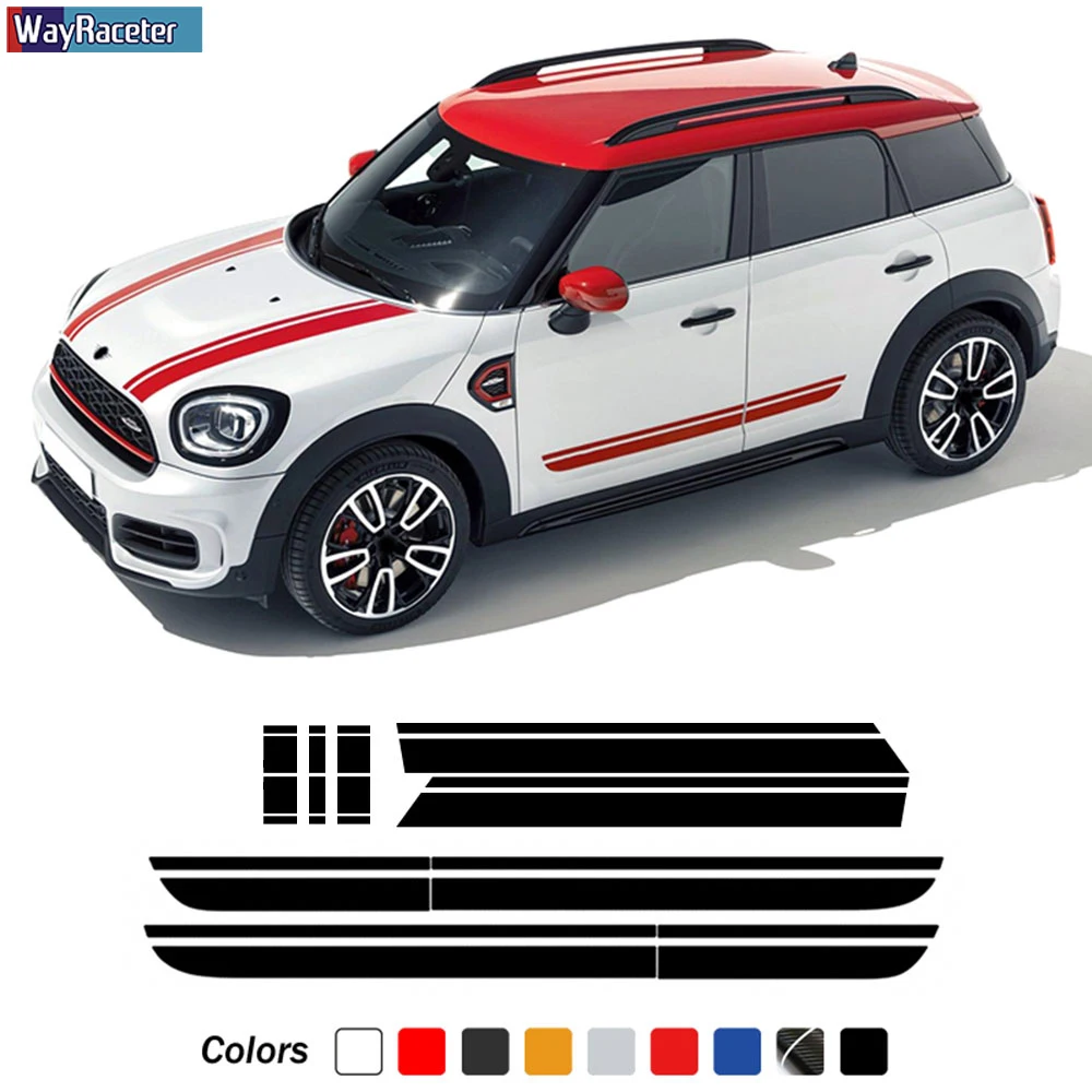 

Car Door Side Stripes Sticker Hood Engine Cover Bonnet Band Roof Rear Body Kit Decal For MINI Countryman F60 Cooper Accessories