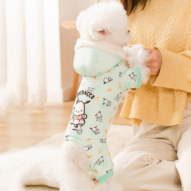 

New Cats In Autumn and Winter Are Printed with Hooded Four-legged Cotton-padded Clothes Puppies Wear Warm Andcomfortable Fabrics