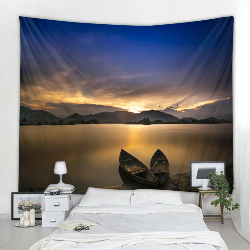 

Blue Sky And White Clouds Tapestry Sky And Ocean Background Wall Hanging Nordic Style Psychedelic Home Landscape Big Blanket