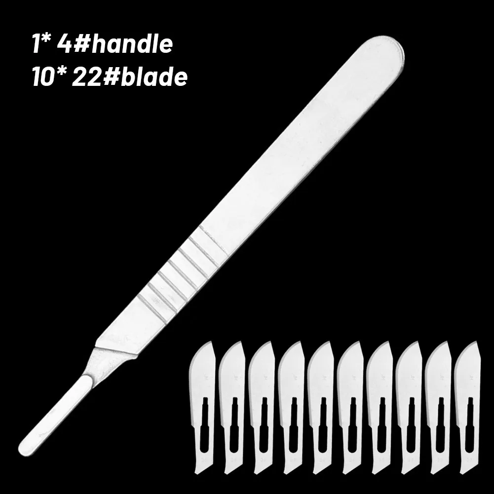 

1 Scalpel Handle + 10 Scalpel Blades Stainless Steel Sheet 11pcs Carbon Steel Utility Blade Scalpel Blade DIY Cutting Hand Tools