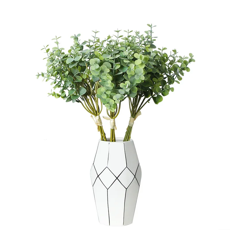

1 Bundle Nordic Small Handle Eucalyptus Leaf Plastic Artificial Greenery Fake Flowers Bunch Plants for Home Living Room Decor