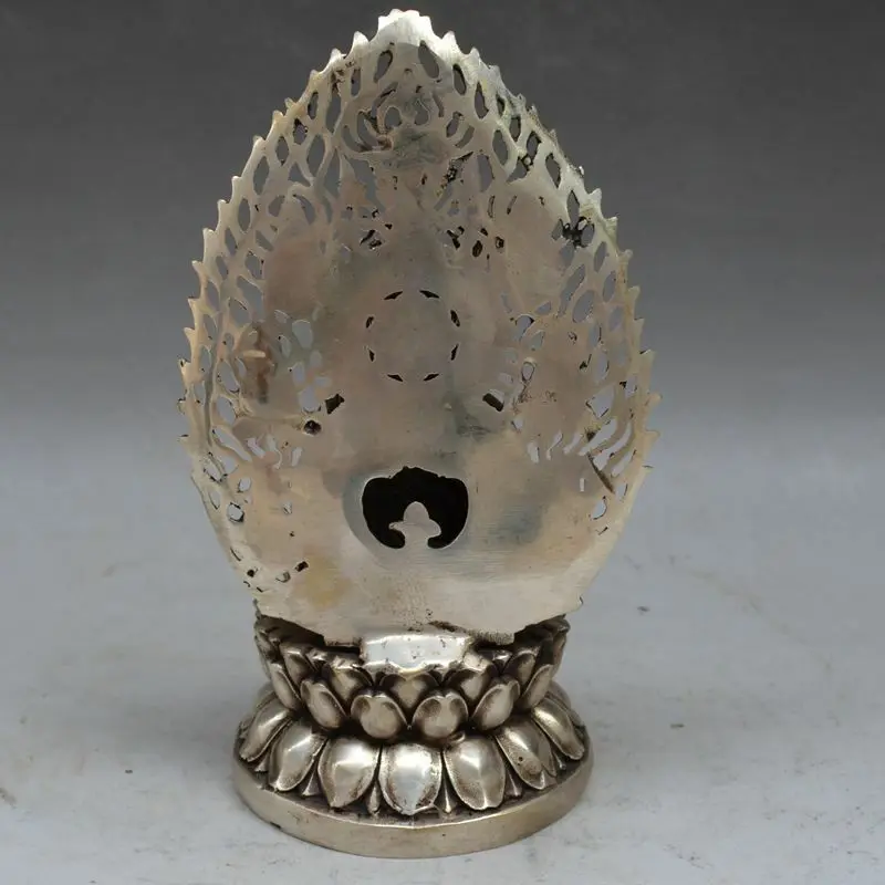 

Tibet Buddhism Tibet Silver Sakyamuni Amitabha Dharmapala Buddha Statue