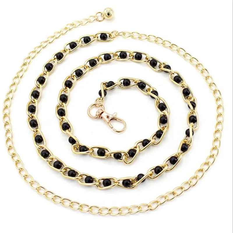 Sweet Women's Spring and Summer Dress Accessories Belt Metal Chain Pearl Versatile Thin Waist Chain Youth Female Decorate Blet