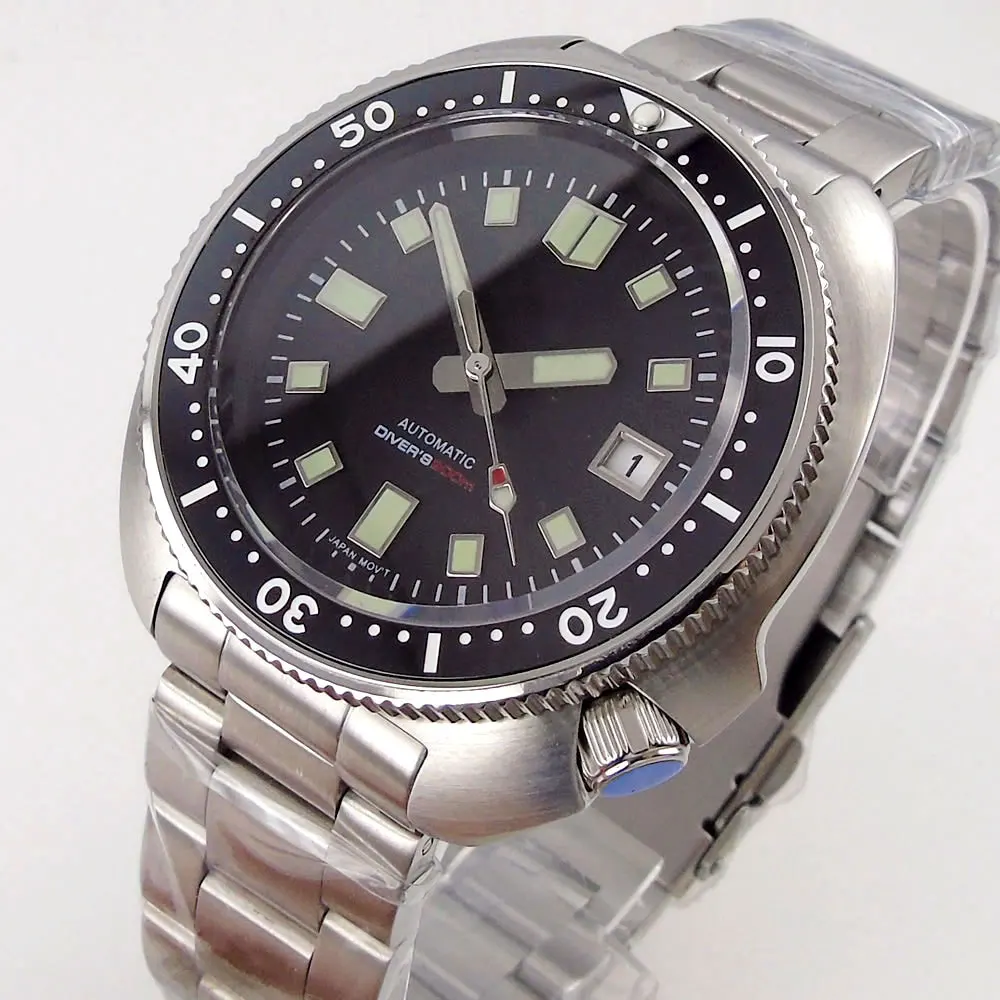 

200M Waterproof Brushed Super Green Luminous Automatic Men Watch Steel NH35A Movement Metal Bracelet Date Display