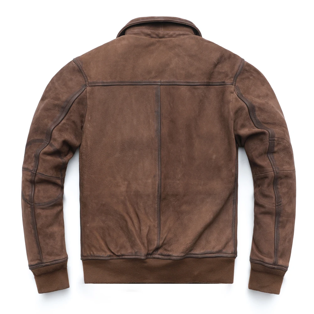 

Vintage Brown Pilot Leather Jacket Air Force Flight A2 Genuine Cowhide Or Goatskin Leather Jacket Asian Size M228