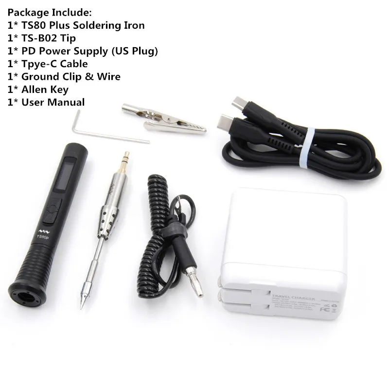 30 Вт мини TS80P TS80 плюс цифровая паяльная станция TS80Plus USB Type C 9 в 2a QC3.0 / 12 В 2.5a PD2.0 OLED STM32