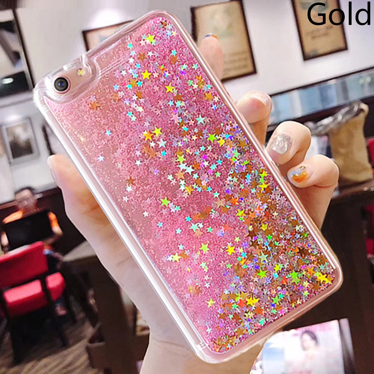 Чехол для телефона для Iphone X XR XS MAX 5 5S Se 6 6s 7 8 Plus Love Heart жидкие движущиеся пески чехол для Iphone Блестящие Блестки чехол для телефона - Цвет: Golden quicksand