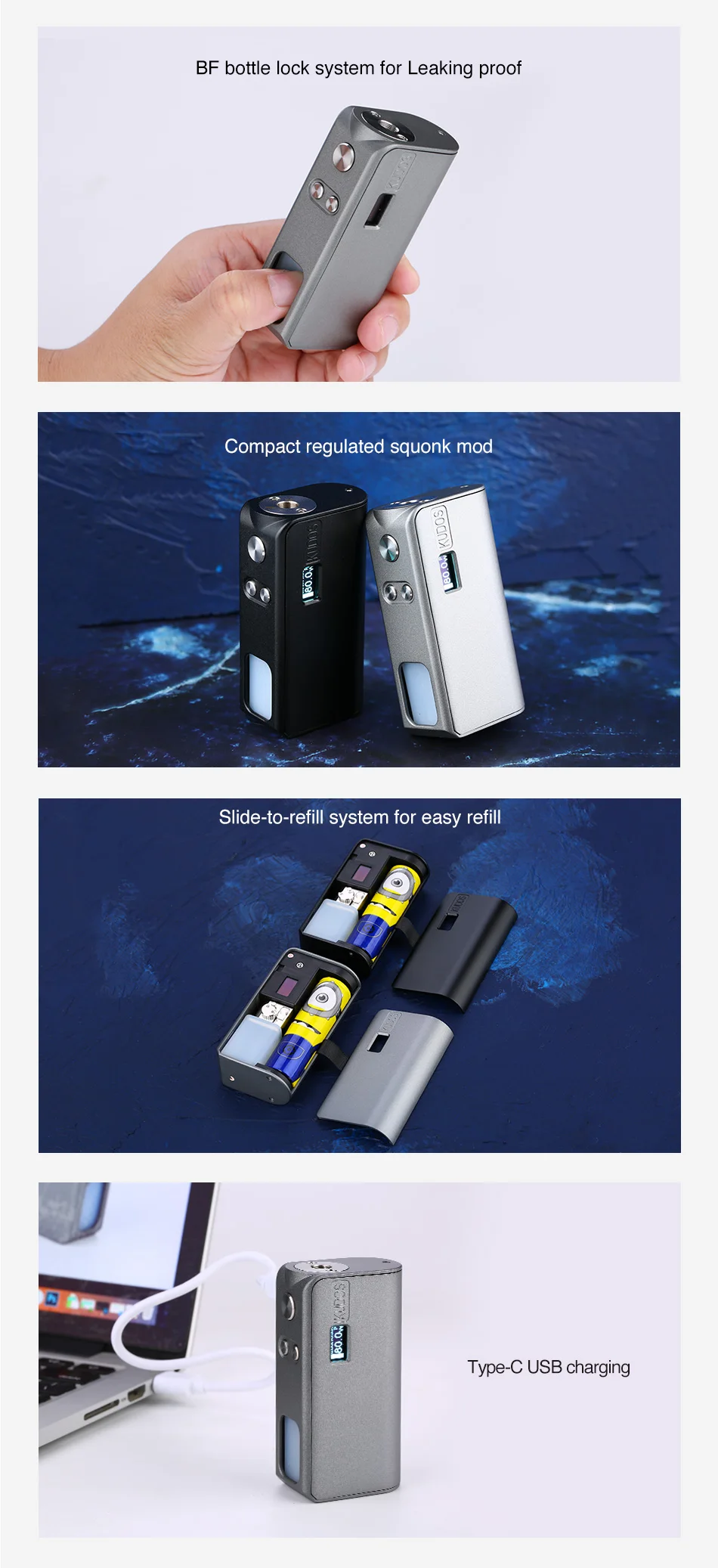 Hippovape Kudos 80 Вт Squonker мод мощность от одной 18650 батареи и 7,5 мл бутылка слайд-к-заправка коробка мод VS Drag 2/gen