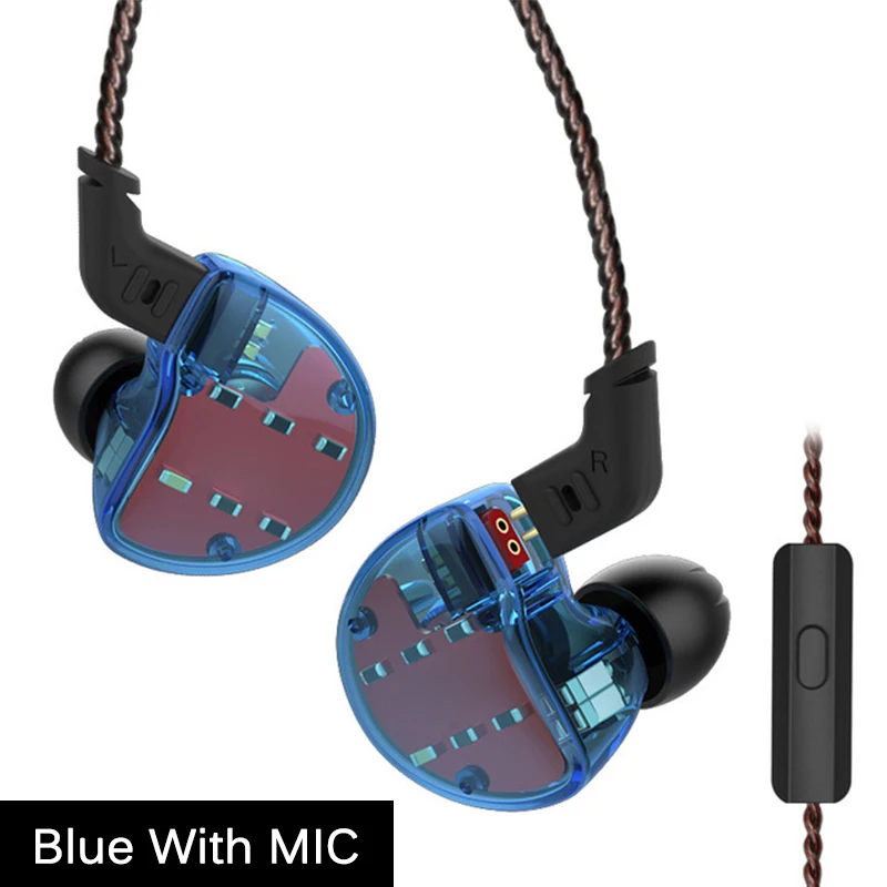 KZ ZS10 наушники 10 драйвер в наушниках 4BA+ 1DD динамические арматурные наушники HiFi бас гарнитура шумоподавление наушники гибридные - Цвет: Blue With MIC
