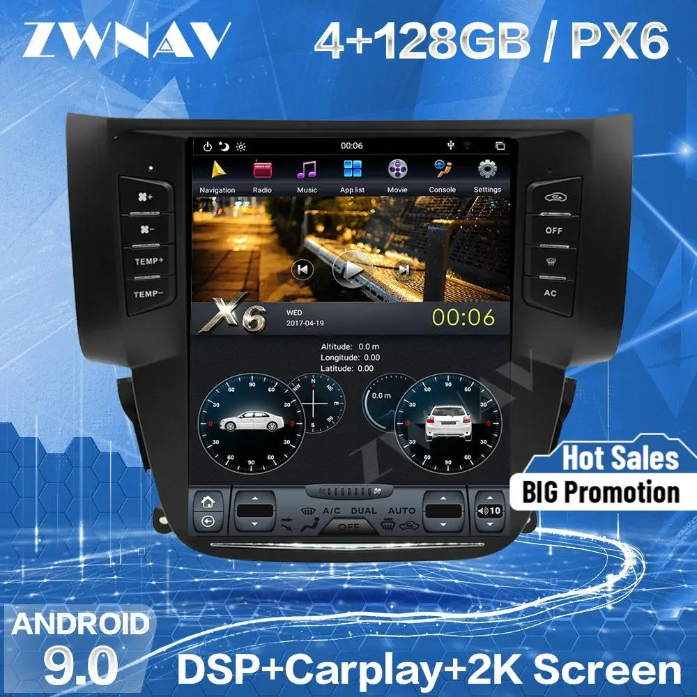 

4+128G Tesla Screen Carplay For 2012 2013 2014 2015 2016 2017 Nissan Sylphy Android Unit Player Auto Audio Stereo Radio Recorder