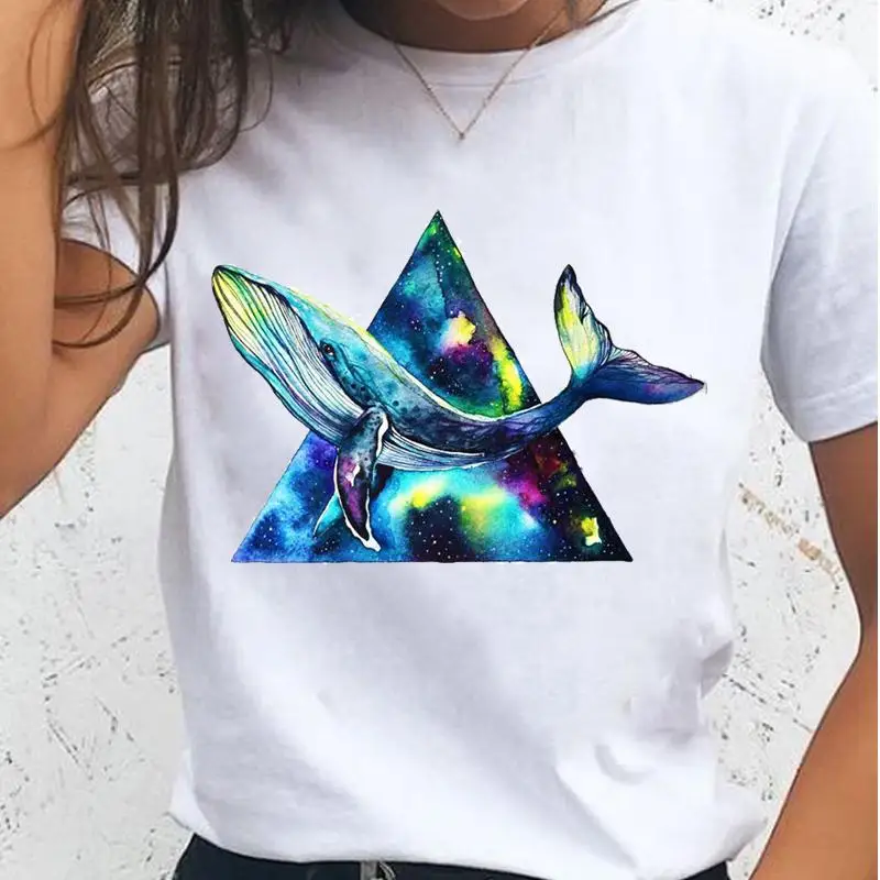 

Женские футболки с морским животным, трендовая Милая женская Повседневная футболка с коротким рукавом, футболка, одежда с мультяшным рисун...