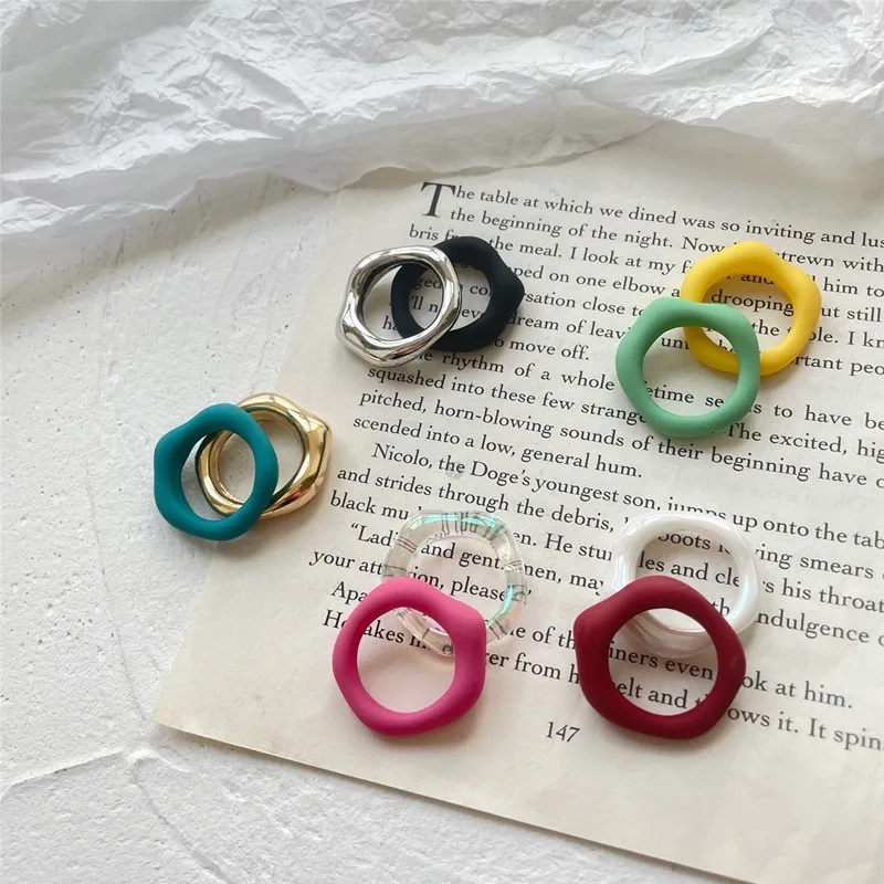 FFLACELL 2021 модные красочные кольца в форме сердца из смолы для женщин Корея Весенние