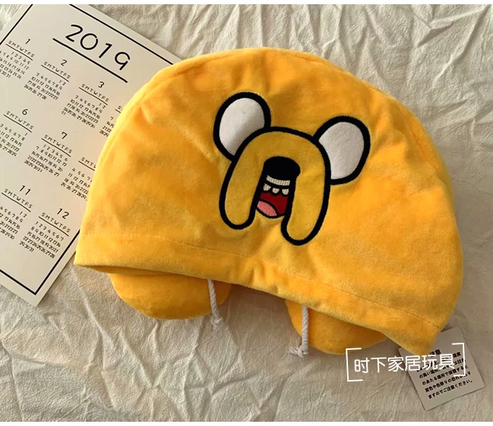 Candice Guo Милый плюшевый игрушечный приключенческий подушка в форме буквы U с капюшоном с героями Финном и Джейком, мягкая наполненная шейная подушка, подарок на день рождения или Рождество 1 шт.