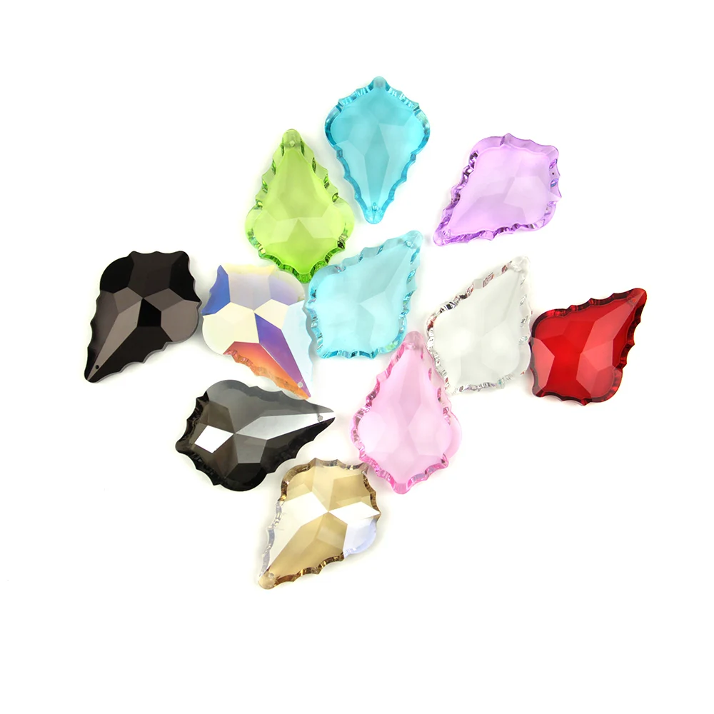 Mixcolor Хрустальная люстра в виде кленового листа, стеклянная люстра, призма, детали, хрустальная люстра, подвески 63 мм/76 мм, 10~ 100 шт, цветная Люстра для домашнего декора - Цвет: Mixcolor