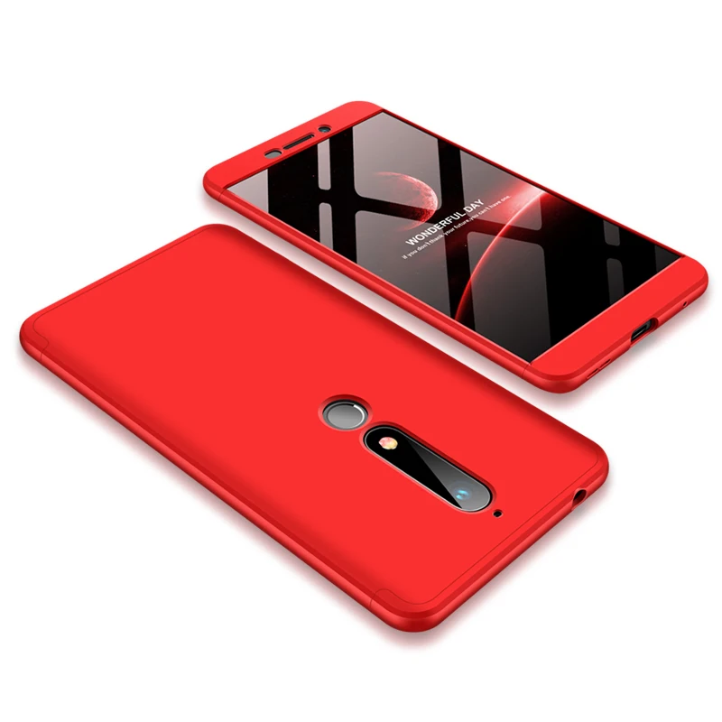 1 Для Nokia 6,1 TA 1043 чехол цветной 360 градусов защищенный полный корпус матовый чехол для Nokia 6 TA-1043 с защитным стеклом - Цвет: 1