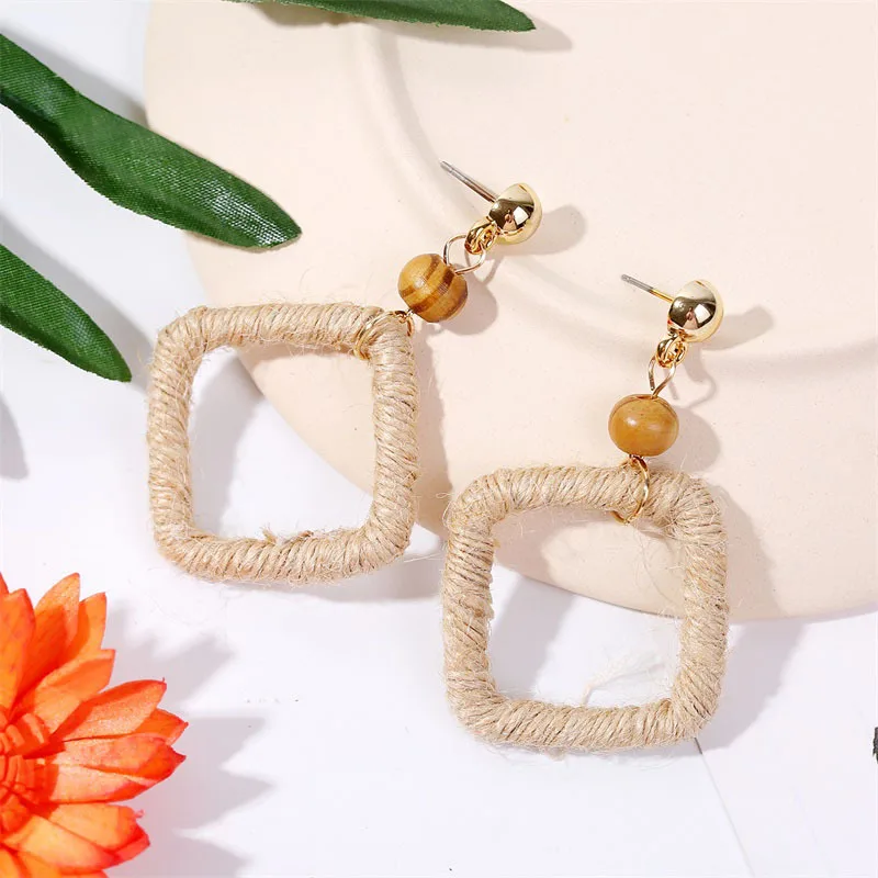YAOLOGE Boho деревянные серьги, подвеска из натурального дерева ручной работы, креативные антикварные Винтажные висячие серьги для женщин, ювелирные изделия в богемном стиле - Окраска металла: W186