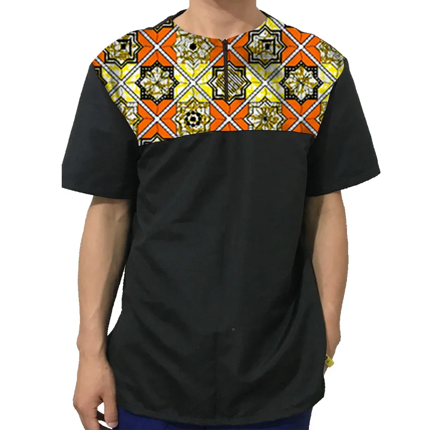 Африканские топы для мужчин с круглым вырезом коротким рукавом Дашики