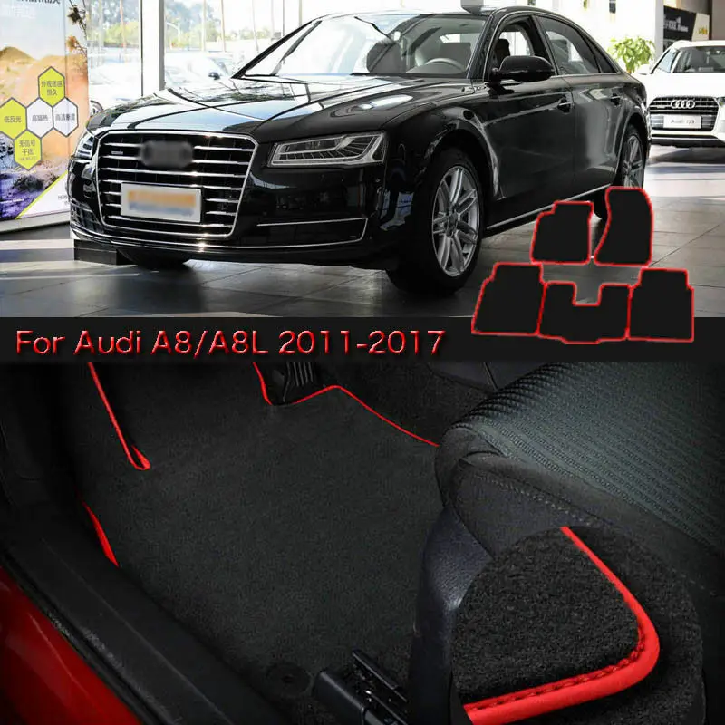

Автомобильные коврики smRKE для Audi A8 A8L 2011-17, коврики, Противоскользящие коврики из гидрофильного волокна, передние и задние, полный комплект LHD...
