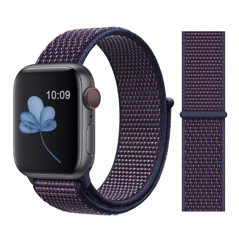 indigo Нейлоновый спортивный бесшовный мягкий для наручных часов iwatch серии 4/5/3/2/1 дышащий замена ремешок для наручных часов Apple Watch 38 мм/40 мм/42 мм/44 мм - Цвет ремешка: indigo