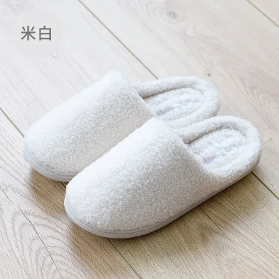 Новинка; Xiaomi Mijia Youpin; Домашние плюшевые хлопковые тапочки для женщин; ; Домашние Нескользящие мужские тапочки из хлопка с мягкой подошвой для влюбленных пар - Цвет: 39-40 white