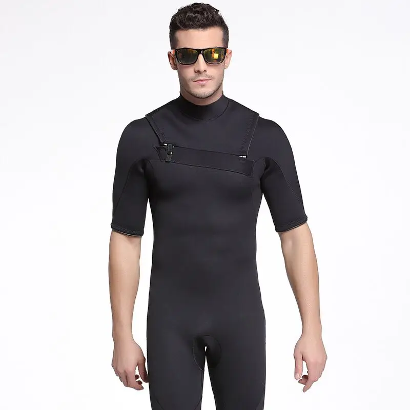 

Men 3mm One-piece Surf Suit Short Sleeve Wetsuit Neoprene Freediving Spear Fishing Diving Suit Swimsuit Black Diving Suit