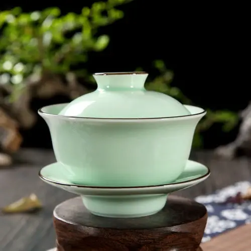 Чайный набор [GRANDNESS] Longquan Celadon Gaiwan Gongfu чайных 3d рыбок кружка 140 мл|Заварники| |
