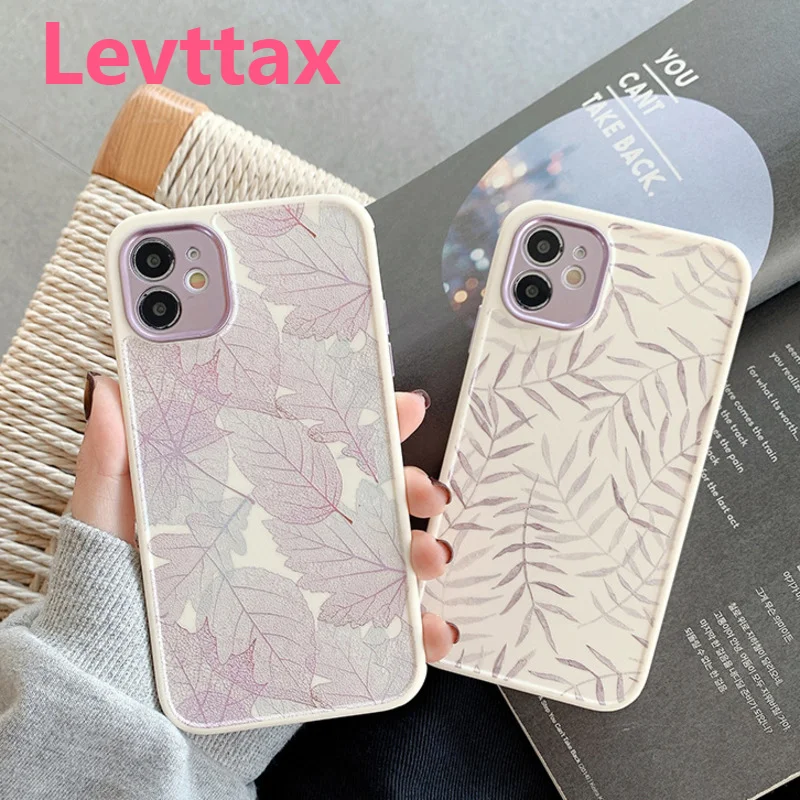 

10Pcs/lot Vintage Leaves Case For iPhone 12mini 11 Pro Max Soft TPU Cover for iphone X XR XS Max 7 8Plus SE20 Camera Protection