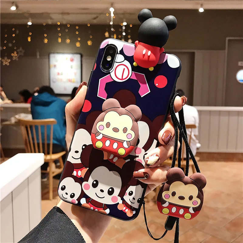Iphone X XS 8 7 6s Plus Capinhas Тонкий Модный противоударный мультяшный милый дешевый чехол для телефона iphone XR 8 - Цвет: black Annie