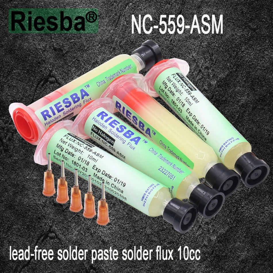 Комплект из 2 предметов RIESBA NC-559-ASM Бессвинцовая паяльная паста Флюс для пайки 10cc