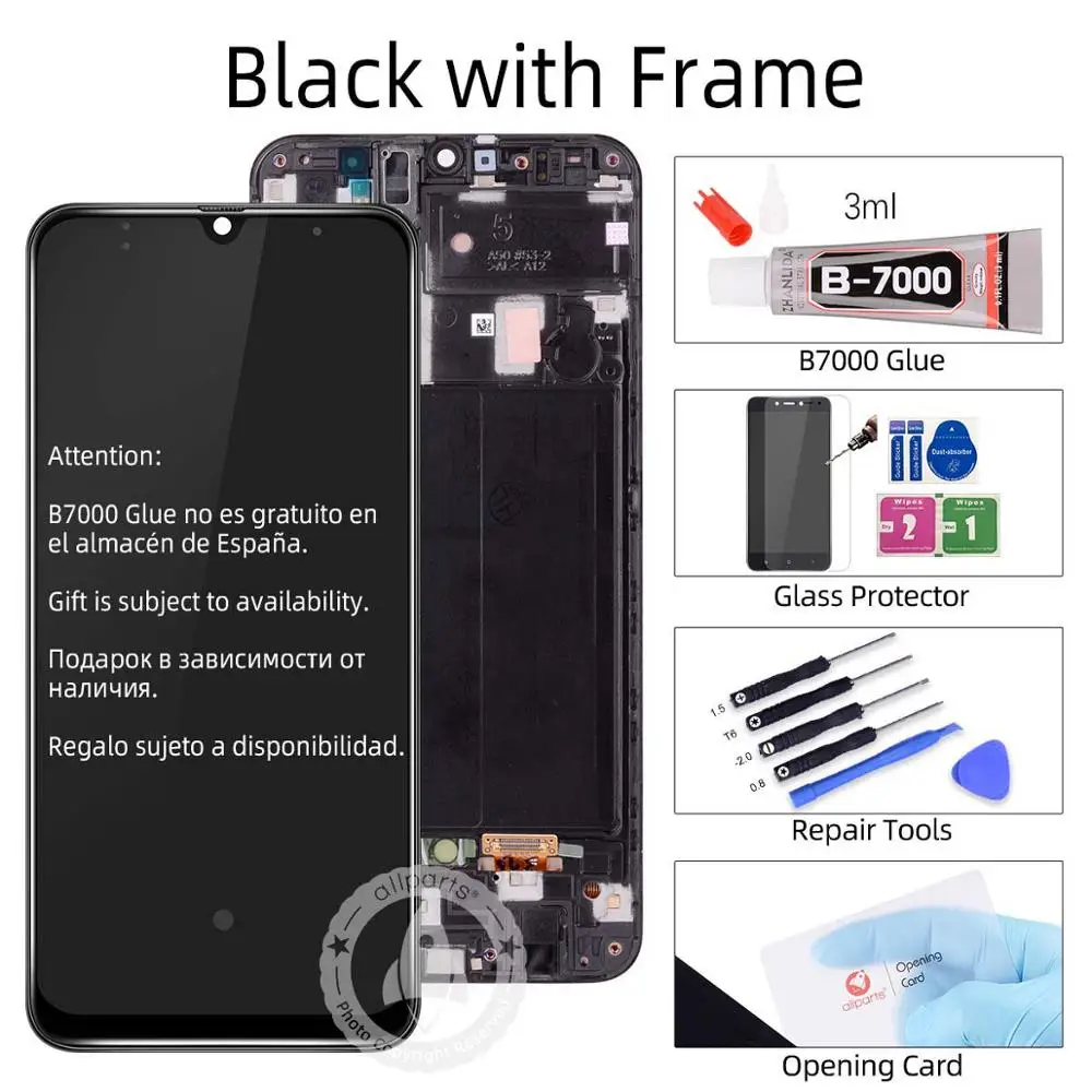 Для samsung Galaxy A50 SM-A505FN/DS A505F/DS A505 ЖК-дисплей сенсорный экран дигитайзер в сборе для samsung A50 lcd - Цвет: Black with Frame