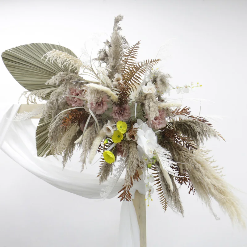 Новый Сушеный Цветок большая пампасная трава Веерообразный лист искусственная