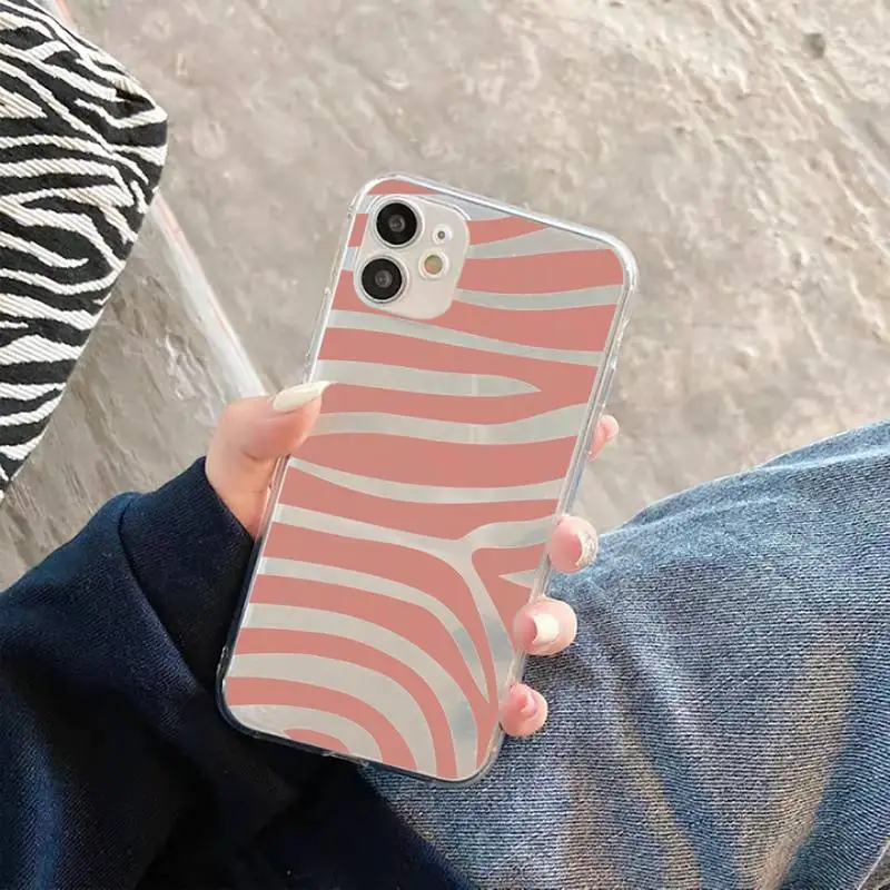 

Cow Zebra Pattern Phone Case Transparent for iPhone 11 12 mini pro XS MAX 8 7 6 6S Plus X 5S SE 2020 XR