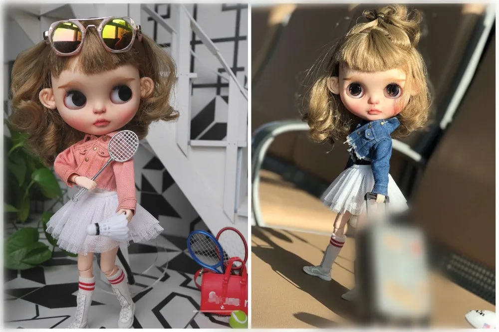 Новая 1/6 кукла [джинсовое пальто] Кукла длинная футболка куртка (для blyth azone Pullip BJD