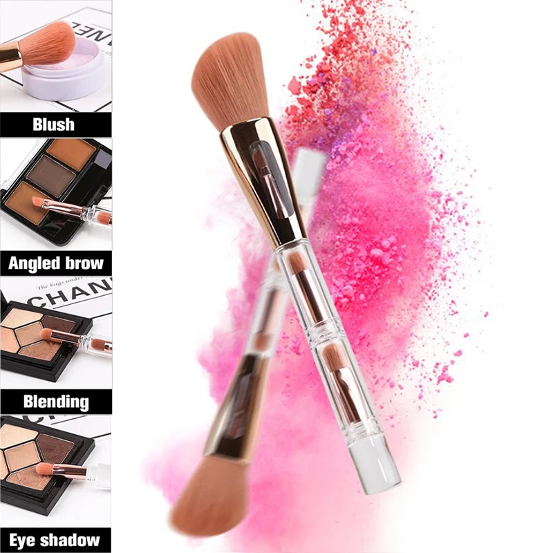 

2 Style Portable 4 In 1 Makeup Brushes Sponge Foundation Brush BB Cream/Eye Shadow /Lip/Blush Brushes Professional Beauty Tools