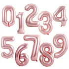 Воздушные шары из фольги в виде цифр, гигантские шары 32 дюйма, розовое золото, серебро, фиолетовый, 0, 1, 2, 3, 4, 5, 6, 7, 8, 9, украшение для свадьбы, вечеринки в честь Дня Рождения