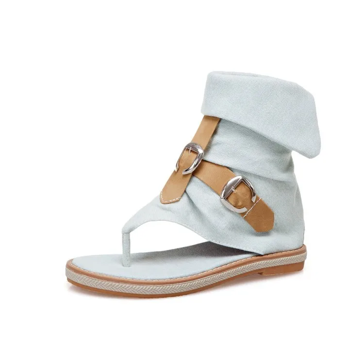 Женские джинсовые сандалии на плоской подошве женские босоножки платформе