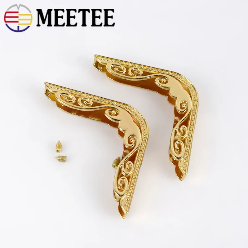 Meetee 4/10 шт. 46*65 мм из метала золотого цвета угловая Пряжка аппаратные средства