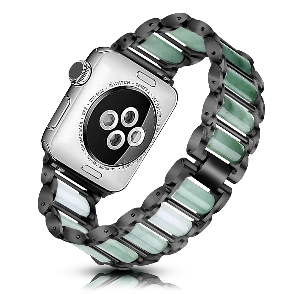 Изумрудный браслет для Apple Watch Band 40 мм 44 38 42 ремешок высокого качества iWatch Series 5 4 3 2 1