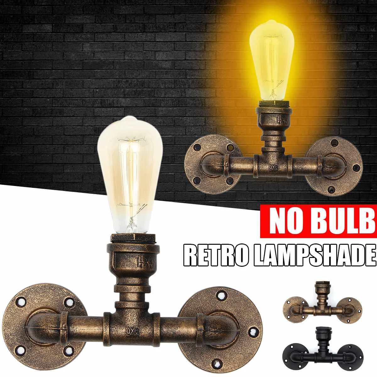 

Best E27 Vintage Water Pipe Wall Lamp Faucet Shape Steam Punk Loft Industrial Iron Rust Retro Home Bar Decor Lighting Fixture