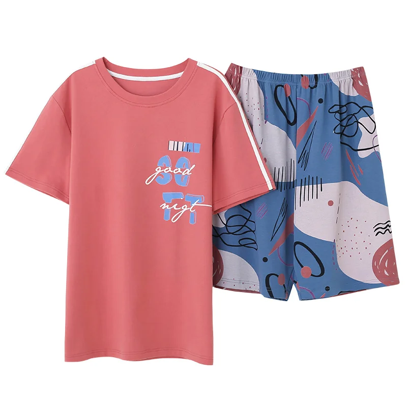 

Men Summer Cotton Short-Sleeved Shorts Pajamas Set Pyjama Male Pijama Home Suit Casual Style Plus Size Mens Sleepwear Pjs XXXL