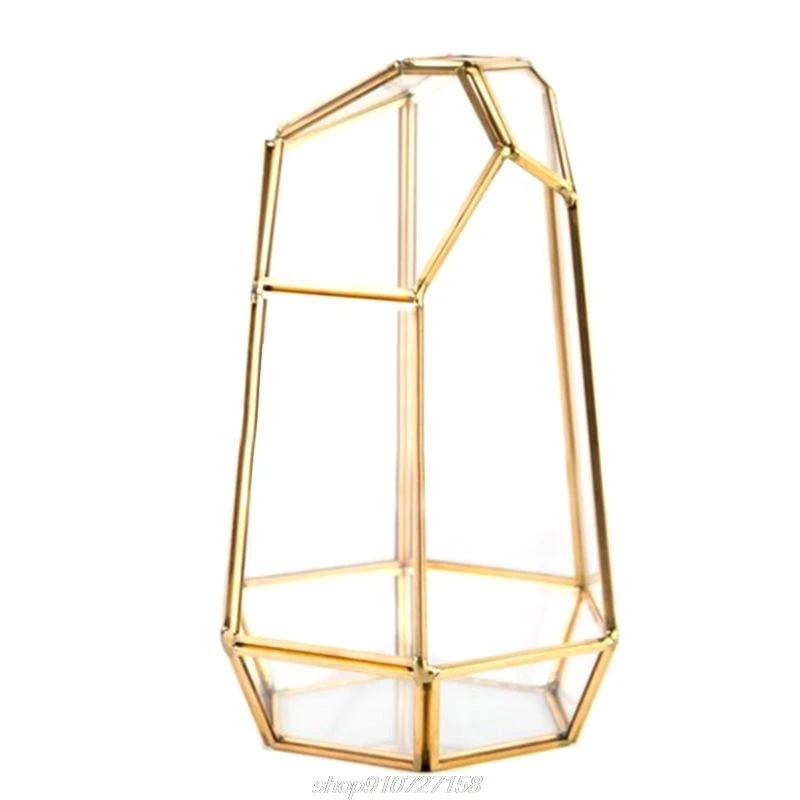 

Vintage Decorative Jewelry box Brass Glass Terrarium Container Desktop Planter for Succulent Fern Plants Holder D09 20 Dropship