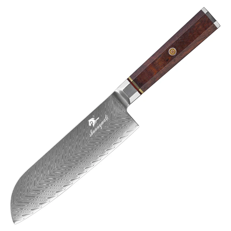 Shuangmali 7 дюймов нож шеф-повара Santoku 67 слой Дамасская сталь японские кухонные ножи