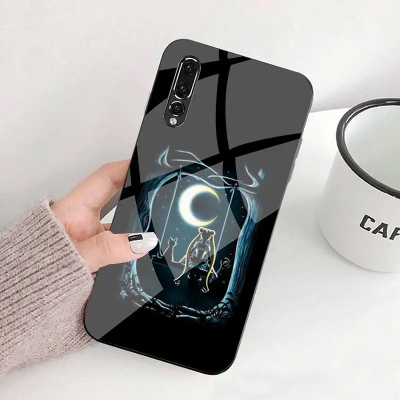 

Sailor Moon Cat Phone Case Tempered Glass For Huawei P9 10 Plus 20 Pro Mate9 10 20 20pro Honor7A 8X 9 10 Nova3i 5