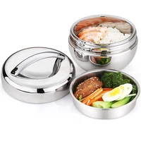 double wall stainless steel lunch box vacuum set silver school student food storage container portable picnic bento box thermal