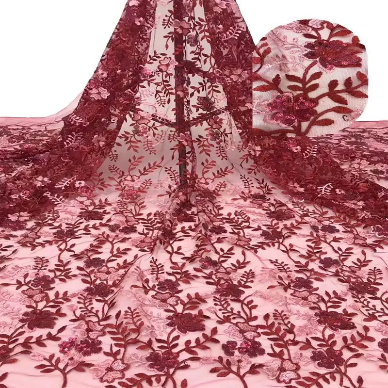 

net Lace Fabric for Dresses Latest Nigerian French Tulle Lace with Sequin High Quality African Sequins Lace Fabric F200310