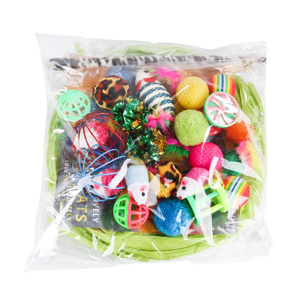 

HptYfd Cat Toys Set Mouse Toy Funny Cat Stick Bell Ball Feather Pet Product Multiple Combination Cats Interactive Toys Bundle