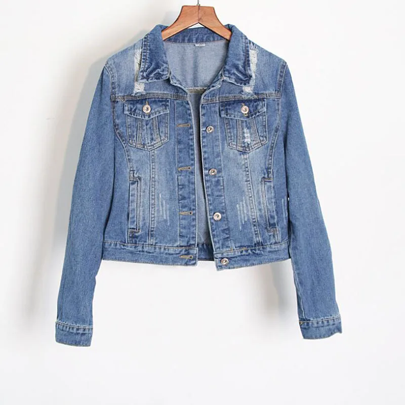 Женская джинсовая куртка короткая весенне-осенняя Модная Повседневная с