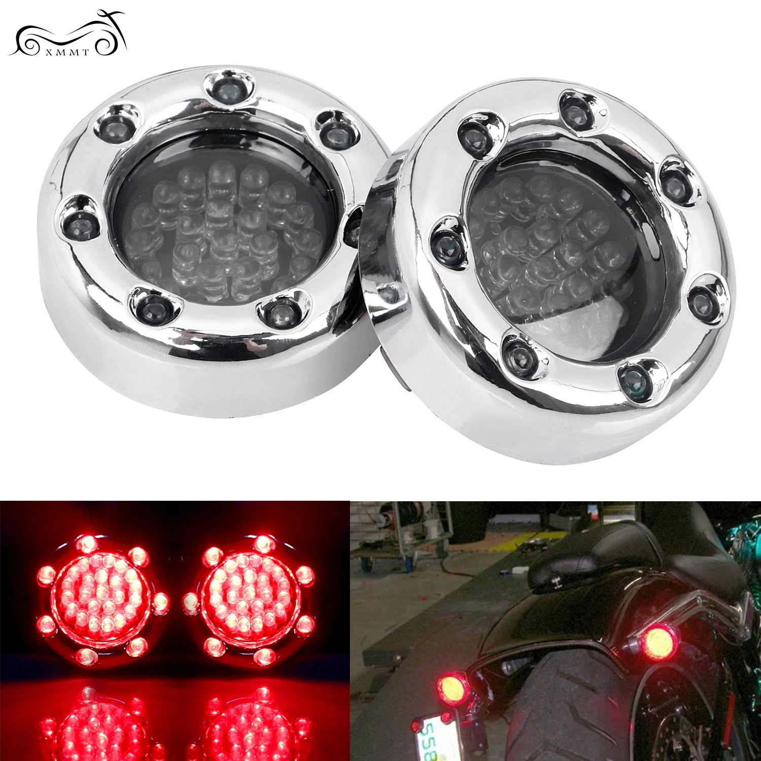 Хром сзади пуля светодиодный красный указатели поворота для Harley Touring Dyna Low Rider EFI