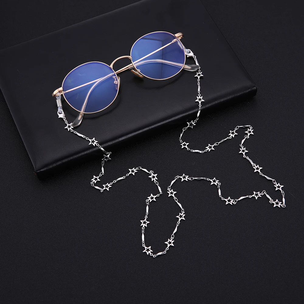 Skyrim Модные полые звезды очки цепь Золотой цвет маска солнцезащитные держатель