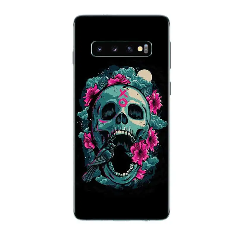 Модный стильный мягкий чехол из ТПУ с черепом для Samsung Galaxy S8 S9 J4 J6 A8 A6 Plus + J8 A7 A9 2018 Note